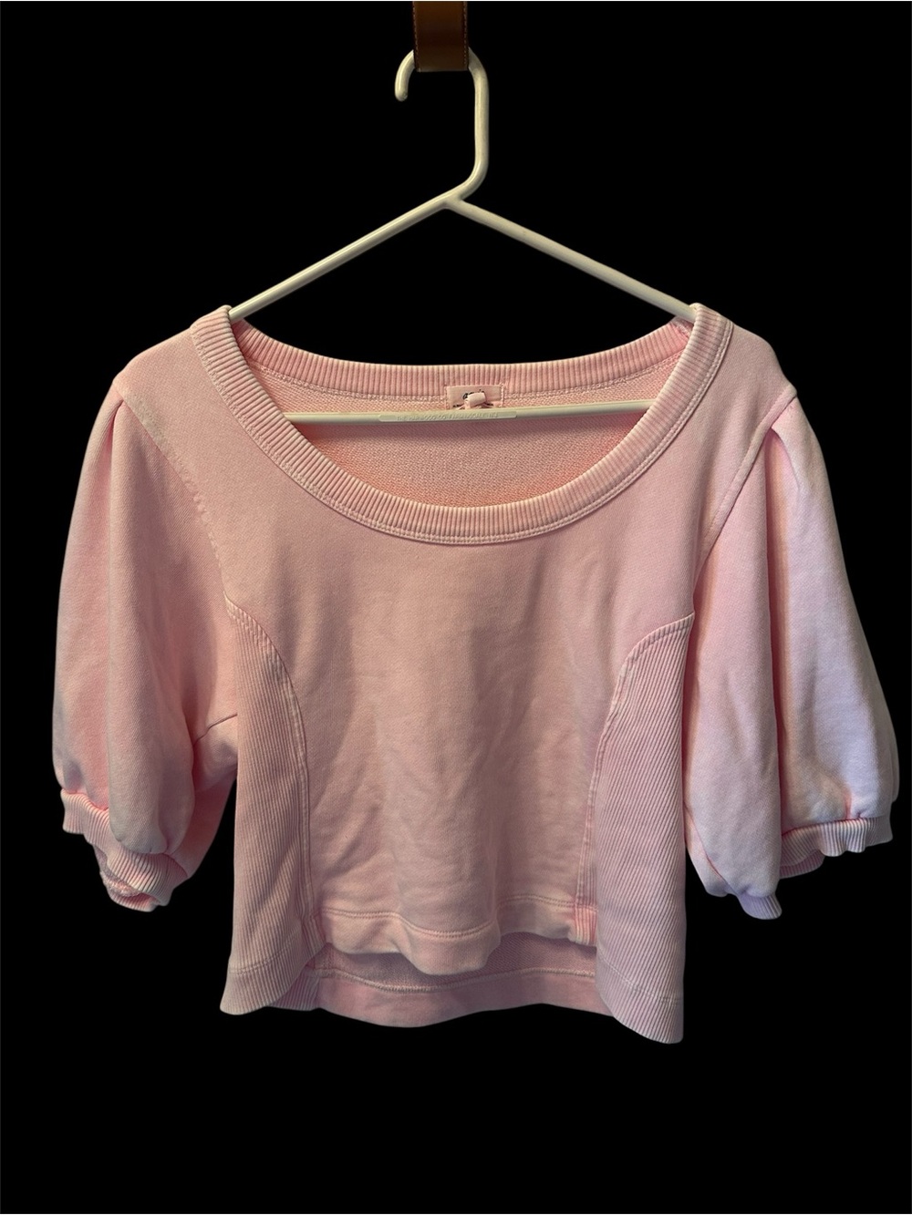 Aerie Women's Pink Puff-Sleeve Cropped Sweatshirt